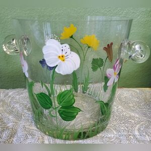 Royal Danube Hand Painted Floral Crystal Ice Bucket Wine Chiller